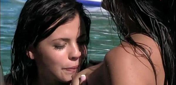  Sexy teen girls wet and wild pool party and a nice lesbosex